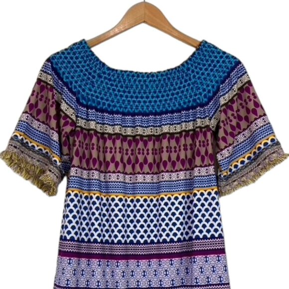 Trina Turk Emilia Dress Colorful Fringe Trim Beach - Picture 7 of 14